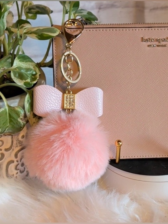 None Accessories - NEW Bag Charm Key Chain Pom Pom w/bling bow You pick color